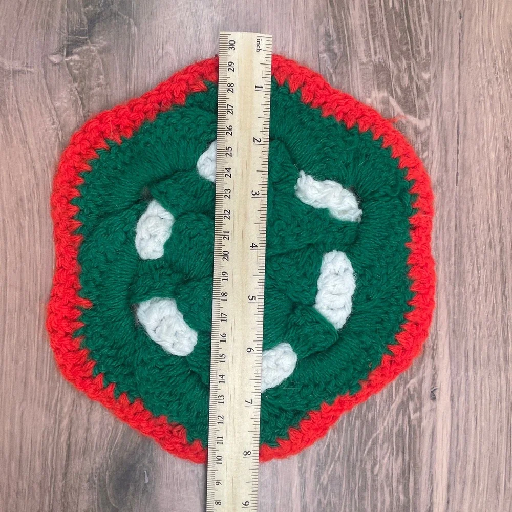 Set of 6 Handmade Crochet Christmas Trivet Pot Holders Red Green White Holiday
